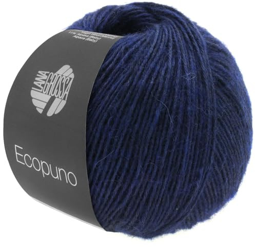 LANA GROSSA Ecopuno | Edle Netzgarnstruktur aus Baumwolle gefüllt mit Merino/Alpaka | Handstrickgarn aus 17% Schurwolle & 11% Alpaka Wolle | 50g Wolle zum Stricken & Häkeln | 215m Garn FB 10