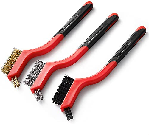 Dekton dt85979 Mini cepillo de alambre, 240 V, Negro/Rojo, Juego de 3 piezas
