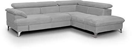 Mivano Schlafsofa David / Moderne Eckcouch mit verstellbaren Kopfteilen, Bettfunktion und Stauraum / 256 x 71 x 208 / Mikrofaser-Bezug, Grau