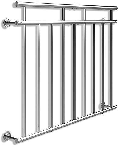 MONZANA® Balcone Francese in Acciaio Inox 90x100cm 9 Barre Ringhiera Terrazzo Protezione Anticaduta Finestra Parapetto Inferriate