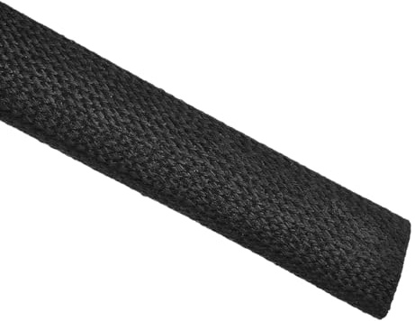 sourcing map Gaine Isolation Tresse 3.3Pied-16mm Haute Température Silicone Fibre Verre Manchon Noir