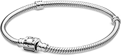 PANDORA Moments Women's Sterling Silver Barrel Clasp Chain Bracelet for Charms, Size 19, No Box