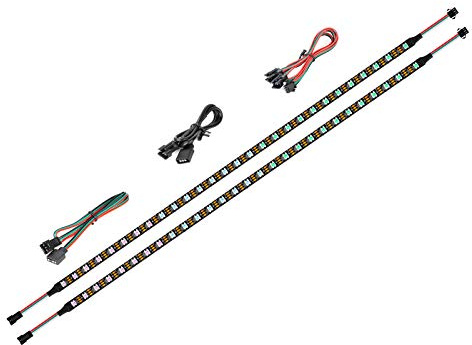 BTF-LIGHTING LED RGB PC Light Strip 2PCs 19in RGB IC LED Strip | Individually Addressable LED Strip for 5V 3-Pin RGB LED Headers for Asus Aura, Gigabyte RGB Fusion