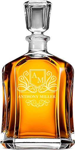 Carafe à Whisky Personnalisée, gravée au nom, à l'initiale et à l'année, format 700ml