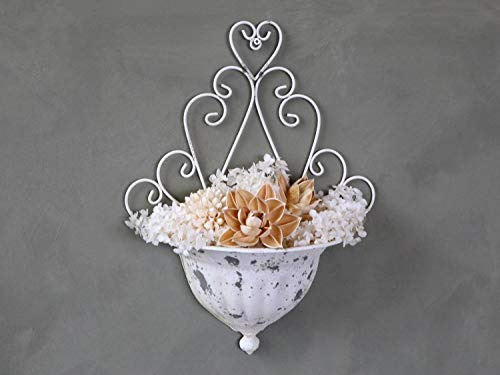 Chic Antique Wandhalterung für Pflanzen antik weiß im französischen Stil H43/L32/B13,5 cm