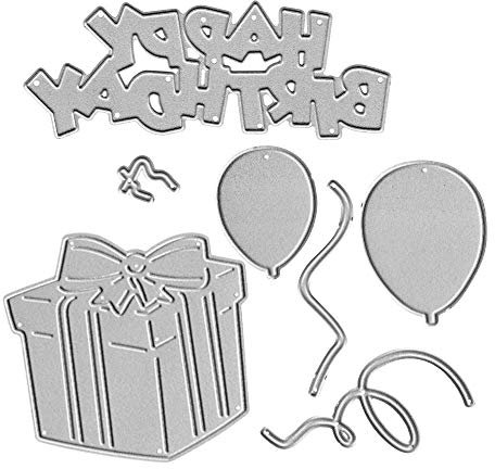 Metall-Schablonen mit Aufschrift Happy Birthday, Ballon-Stanzformen, Prägeschablonen, Schablone für Karten, Scrapbooking und Bastelarbeiten, Album, Papierkarten, Dekoration