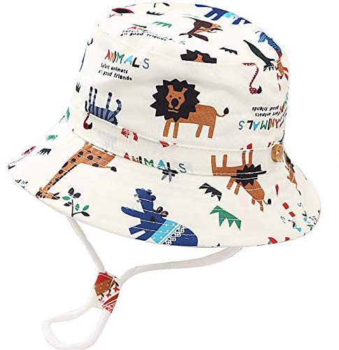 XYIYI Baby Kids Lion Bucket Hat Adjustable Sun Hats Breathable Beach Hat for 1-2 Years Old Boys Girls (Beige)