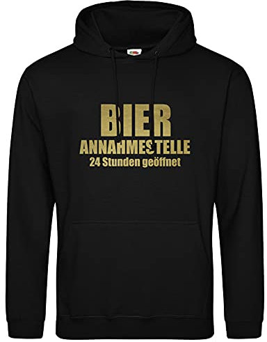 AkyTEX Bier-Annahme-Stelle Hoodie Kapuzenpullover Fun Hoody Sweater (Schwarz, XL)