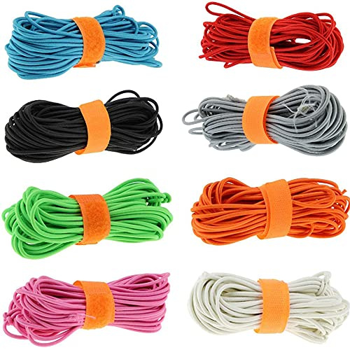 8 Stücke Gummiband, Buntes Elastisches Seil, Elastisches Seil, Elastische Schnur, Rundes Gummiband, 8 Farben, für DIY Nähen, Stirnband, Schnürsenkel, Hosengürtel (Durchmesser 2,8 mm, Länge 10 m)