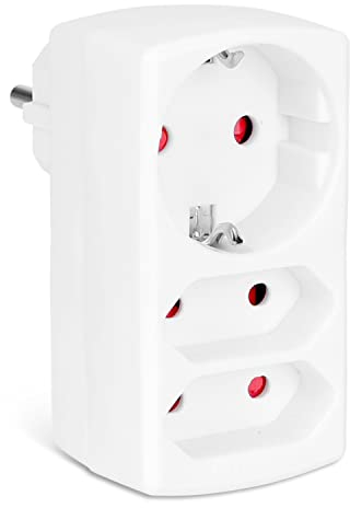 Aigostar Steckdosenadapter 3-Fach mit Kindersicherung Mehrfachsteckdose Tragbar für Steckdose