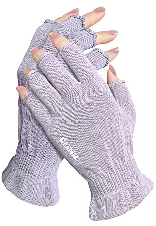 GSAFEME Cotton Gloves for Dry Hands - Fingerless Touchscreen Moisturizing Gloves for Sleeping - Cotton Eczema Gloves for Men and Women, Purple S/M 1 Pair