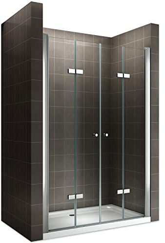 EMMY Porte de douche pliante pivotante H 195 cm largeur réglable 116 à 120 cm verre transparent