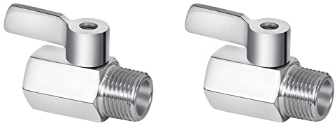 Duschkopf-Absperrventil, 304 Edelstahl, Mini-Kugelhahn NPT-Gewinde (1,27 cm Außengewinde x 1,27 cm Innengewinde), 2 Stück
