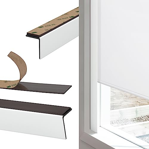 Keego 100% Blackout PVC Light Blocking Strips Magnetic Light blockers for Blackout Shades & Blinds Room Darkening Side Tracks for bedrooms Nurseries (White, 58.5, 2pcs, Removable)