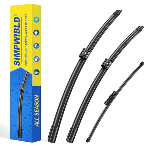 3 Factory Wiper blades Replacement For 2016-2021 Mercedes-Benz GLC 250/300/350/GLC43 AMG/GLC63 AMG Original Equipment Replacement Windshield Wiper Blades Set 22+22+12 (Set of 3) Push Button