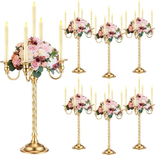 Kerzenständer für Hochzeiten, hoch, konisch, 53,3 cm, goldfarben, 6 Stück