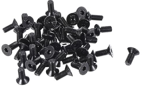 QUARKZMAN M5 x 12mm Hexagonal Zócalo Plano Cabeza Avellanado Tornillos x 50uds 10.9 Aleación Acero Hueca Cabeza Tornillos Pernos para Maquinaria y Muebles, [Negro]