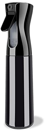 Black 300ml Continuous Fine Mist Misting Spray Bottle for Curly Hair, Plants, Cleaning, Barber, Hairdressing, Ironing