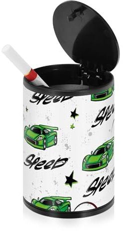 Speed Sport Auto Grunge Dots Sstars Green Race Outdoor Aschenbecher für Zigaretten mit Deckel Edelstahl Tragbares Autozubehör Luftdichter Aschenbecher für Zuhause Terrasse