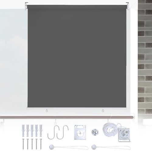 Ikodm Store vertical extérieur 140 x 240 cm, store de balcon, ombrage et brise-vue, store vertical, ombrage intérieur, gris foncé