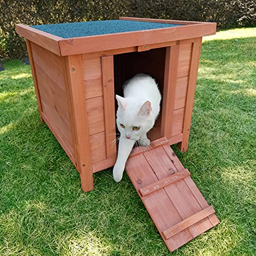 Isolierte Hundehütte aus Holz für den Außenbereich, wetterfeste Hundehütte, geeignet für alle Jahreszeiten, geeignet für kleine Haustiere, Hunde und Katzen