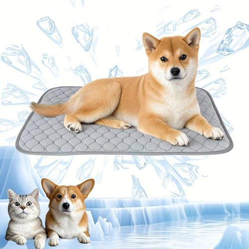 YXHZVON Tapis de refroidissement pour animaux de compagnie, couverture rafraîchissante pour chien, matelas pour animaux de compagnie, pour l'été, 70 x 55 cm, L, gris