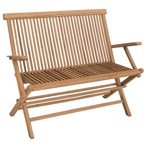 Teako Design Armlehnen Klappbank Teak Alessandria Massivholz, Naturfarben, zusammenklappbar, Gartenbank, Robust und Langlebig, Wetterfest, Teakholz, TB-1005-1