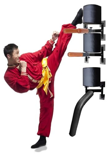 Wing Chun holzpuppe An Der Wand Montierter Wing Chun Dummy-Aufsatz, 3 Stück Hölzerne Dummy-Arme Und 1 Bein, Tragbarer Mannstapel for Freie Kombination, Schneller Zusammenbau