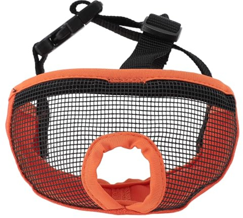 Hundemaulkorb aus Netzstoff, Verstellbarer Bulldoggen-Maulkorb für Französische Bulldogge, Shih Tzu, Englische Bulldogge, Maulkorb mit Kurzer Schnauze, Atmungsaktiver (ORANGE)