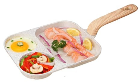 Spiegeleipfanne, Frühstückspfanne, 3-teilige Omelettpfanne, Grillpfanne, antihaftbeschichtete Eierpfanne, geteilte Kochpfanne zum Kochen im Innenbereich und Grillen im Freien