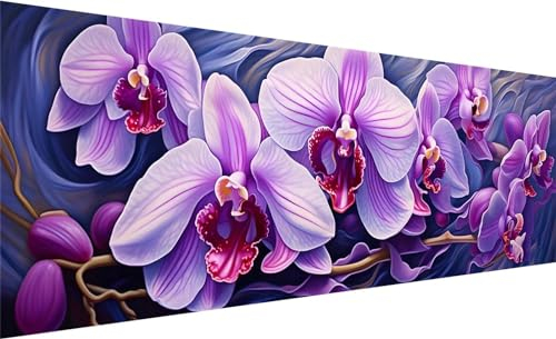 Diamond Painting Set 300x100 cm, DIY Orchidee Diamond Painting Runde Steine Strass Cross Stickerei Kunst Kits, Diamond Painting Zubehör Set Basteln Erwachsene, Geschenk Diamond Painting Abstrakt I-7
