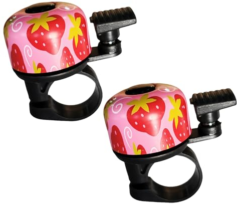 tinshow Fahrradklingel Kinder Pink mit Erdbeermuster - Wunderbarer Klang - Laut für Mädchen Kinderfahrrad Laufrad Zubehör - Mountainbike - Perfekt für Kindertag