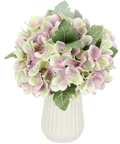 Hortensien-Bouquet in Vase Künstlicher Hortensienbusch Hortensienbouquet Kunstblumen Strauß Bouquet Arrangement Seidenblumen Blumenstrauß Blumenbouquet Blumenarrangements Hochzeitsdeko Tischdeko, rosa