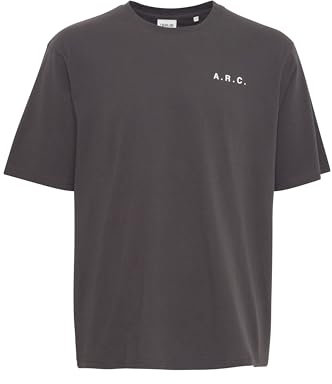 !Solid SDElam Herren T-Shirt Kurzarm Shirt mit Rückenprint Streetwear Rundhals-Ausschnitt Oversize Fit Überschnittene Schultern Kleiner Brustprint 100% Baumwolle, Größe:XL, Farbe:Raven (190000)