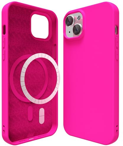 oakxco Custodia Magnetica Silicone per iPhone 12 Mini Cover, Compatibile con Ricarica Wireless Magsafe, Sottile Gel di Gomma Morbida, Carina e Trendy Copertura Rigida, Rosa Caldo