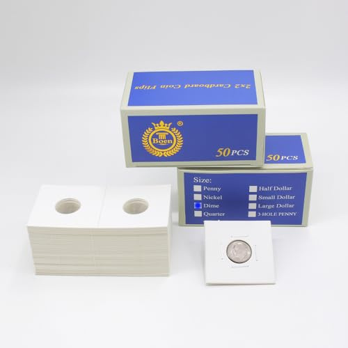 Boen 100 Piece Coin Flips for Dime Premium 2x2 Coin Holders Coin Holders for Collectors.（Coin Flips Specially Designed for Collecting U.S. Coins 100pcs Dime Coin Flips）