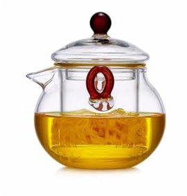 CHFYIJYHM Bouilloire à thé Classique Maison Théière transparente Petite bouilloire à thé créative Récipient à thé en verre Récipient de fabrication avec couvercle Théière 280 ml/9,9 oz Facile à utilis