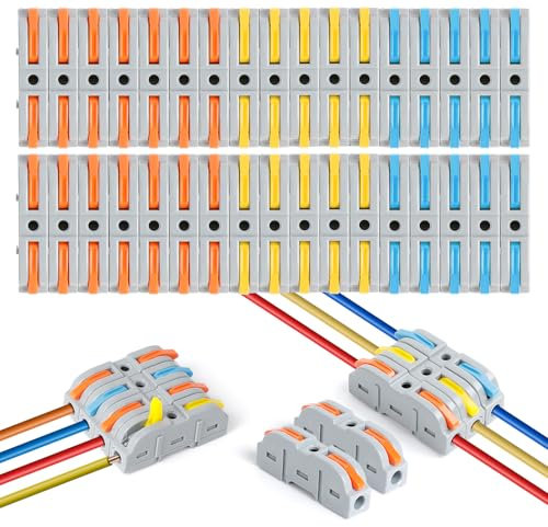 Romon Morsetti Elettrici, 34 Pezzi Connettori Elettrici Rapid, Terminali 1 Filo 2 Entrate Connettore e Compatto Con Leva, Capicorda a Morsetto a Leva Cavo Connettore Elettrico di Morsettiere per Cavi