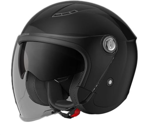 Casque Moto Jet Casque Scooter avec Double Visière Homologué ECE/Dot, Casque De Moto, Casque Semi-Ouvert Casque Jet Casque Moto Et Scooter Femme Adulte Anti Scratch Visiere C,OneSize(54-60CM)