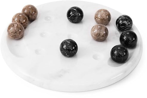 Radicaln Marble Tic Tac Toe Brettspiel, 25,4 cm, Schwarz & Ozeanisch, handgefertigt, für Erwachsene, Strategie-Brettspiele für Spieleabend, ideale Gehirnspiele für den Tisch