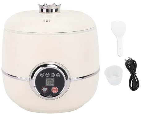 Olla Arrocera Antiadherente Eléctrica Multifuncional de 1,6 L de Capacidad, Olla Arrocera Digital, Tecnología de Calefacción 3D, Mantenimiento Automático del Calor