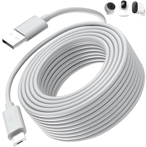 Micro USB Cable 10M,Power Extension Cable Compatible with Mi 360°Home Camera 2K Pro/Smart Camera C300/EZVIZ/Wyze Cam V3 V4 Pan/Blink/Eufy,Extra long Micro USB Charging Cord for Security Cameras,White