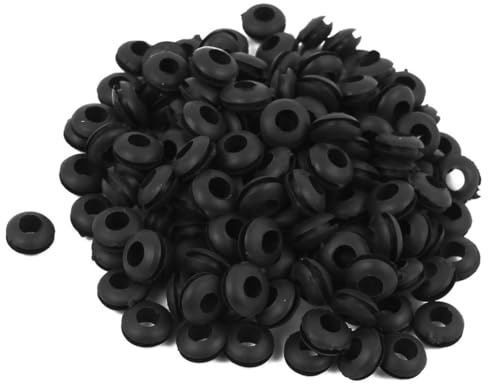 TA-VIGOR 150Pcs Rubber Grommets Cable Wire Protector, 4mm Conductor Wiring Blanking Gasket Ring Grommets, Black Electrical Cable Hole Plugs Wire Gaskets for Protecting Wires, Cables and Plugs