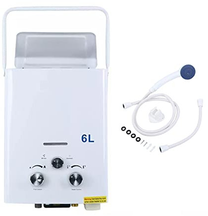 Water Heater for Bath LPG Propane Gas Hot Water Heater Butane Gas Tankless Instant RV Boiler with Shower Kit Indoor Whole House Water Heater Hospitals, Schools and Care Homes(6L)