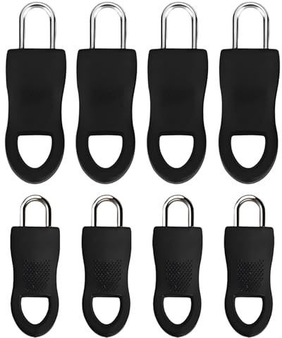 Kzouenzu Reißverschluss Zipper [8 Stück], Metall Zipper Pull, Ersatzteile Reißverschluss Zipper für Geldbörse, Kleider, Jeans, Koffer, Gepäck