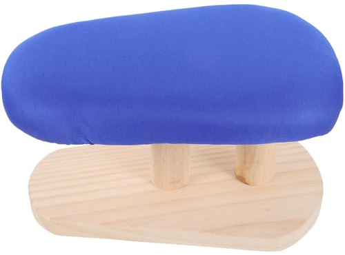 GLEAVI Stabiler Bügeltisch mit Dickem Holzsockel und Blauem Baumwollbezug Rundes Bügelbrett für Haushalt und Bequemes Bügeln zu Hause