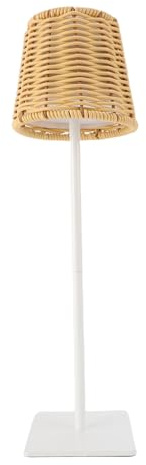 Denash Lampada da Tavolo Intrecciata, PC LED Rattan a 3 Colori Controllo Night Ricaricabile per la Barra della Camera da Letto del Soggiorno, Ideale con Batteria da 1800 MAh (A)