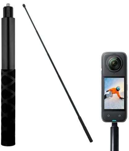 Palo Selfie Telescópica 120 cm “Invisible” para Insta360 y Cámaras de Acción – Aluminio Ultraligero 140 g, Plegable 22,5 cm, Rosca Universal 1/4”, Ideal para Vídeo 360º y Deportes de Aventura