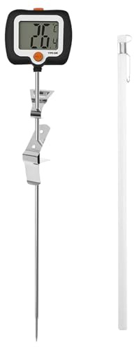 Termómetro de azúcar, sonda larga, medidor de cocina con clip para olla, medidor de temperatura de para freír con pantalla giratoria, para cocinar, barbacoa, restaurante, exterior y