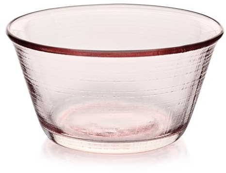 SCHÖNHUBER FRANCHI IVV Denim Rosa - Set 6 Coppette Macedonia e Gelato in Vetro Colorato in Massa - Texture Effetto Jeans - Ø 12 cm Design Moderno Made in Italy per Dessert e Aperitivi